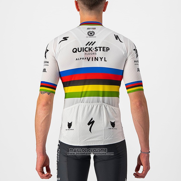 2022 Maillot Cyclisme UCI Deceuninck Quick Step Blanc Manches Courtes et Cuissard